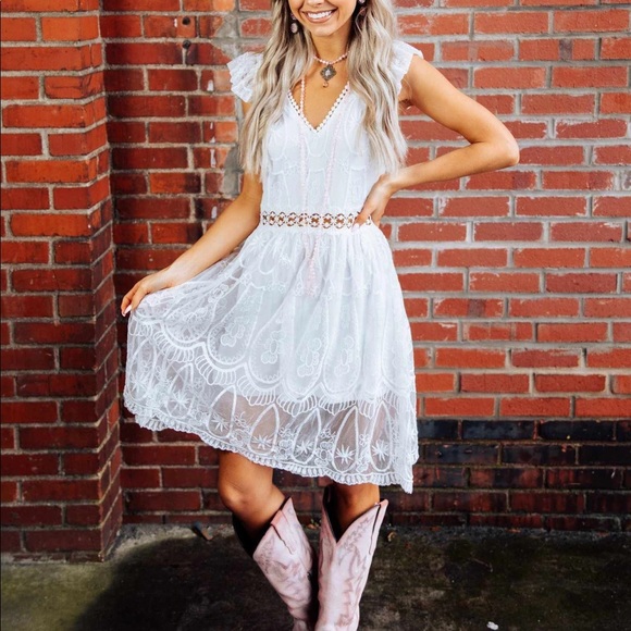 “Twirl You Around” White Dress - Southern Fried Chics Bridal Collection - Small - Picture 2 of 2